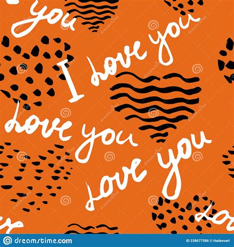 Pattern Seamless Text I Love You Hand Written Wordssketch Doodle
