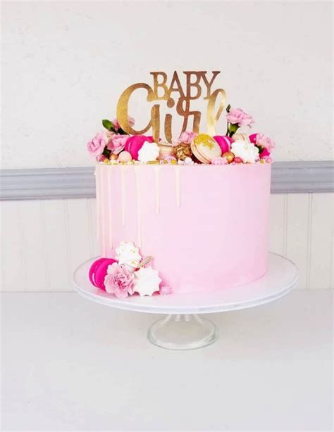 Baby Shower Cakes With Flowers Modern Pink Turquoise Yellow Flower