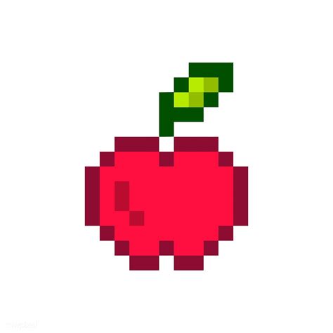 Red Apple Pixelated Fruit Graphic Free Image By Ningzk