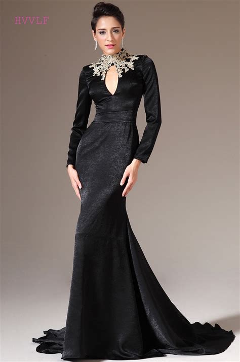 Buy Black Evening Dresses 2018 Mermaid Long Sleeves