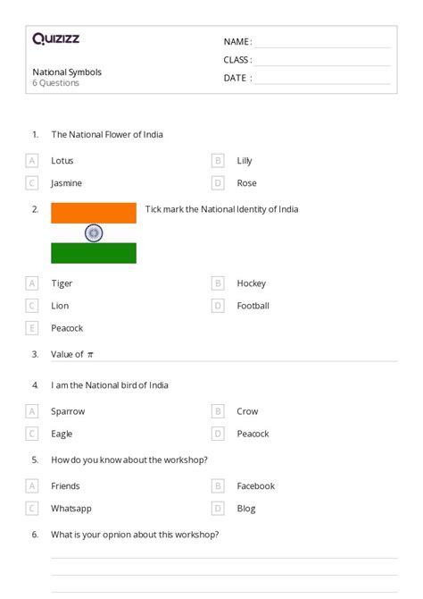50 National Symbols Worksheets For 6th Class On Quizizz Free And Printable