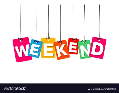 Colorful Hanging Cardboard Tags Weekend Vector Image