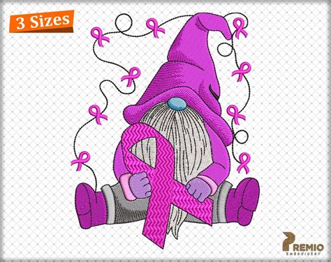 Awareness Gnome Machine Embroidery Design Gnome Cancer Etsy