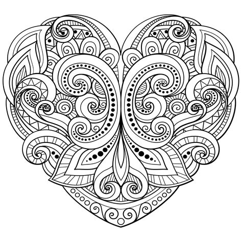 Mandala Del Gran Corazón Para Colorear Imprimir E Dibujar