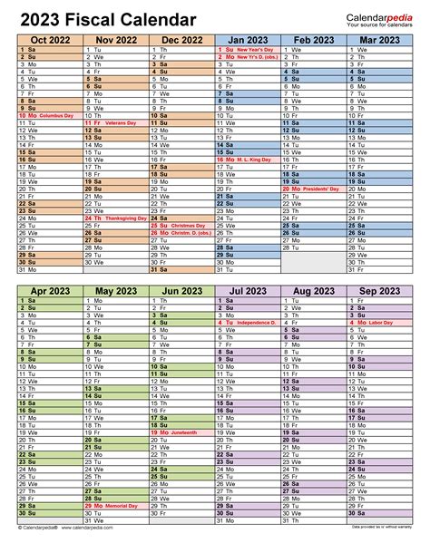 Fiscal Calendars 2023 Free Printable Word Templates