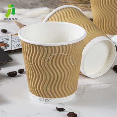 Kraft Ripple Triple Wall Hot Drink 12oz Paper Disposable Cups China
