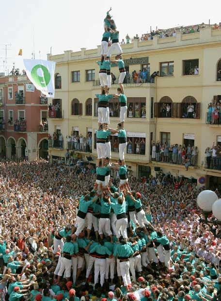 A Casteller Human Pyramid At The Festa Major Fiesta Mayor De