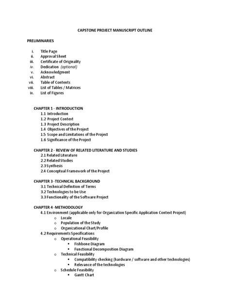 Format or template of the capstone project. Capstone Project Manuscript Outline - ID:5cfac98847c33