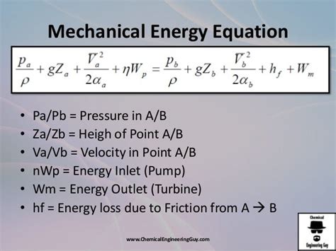 Mechanical Energy Balance Equation