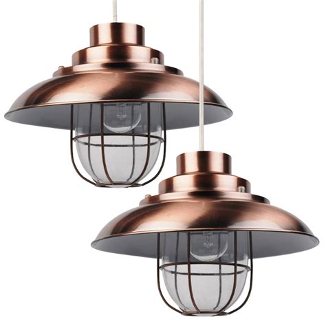 Essential design made of copper and antique brass. Copper Fisherman's Lantern Ceiling Light