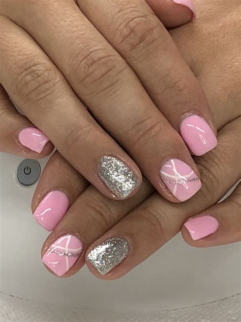 Bright Pink Gel Nails With Design Mekealarson