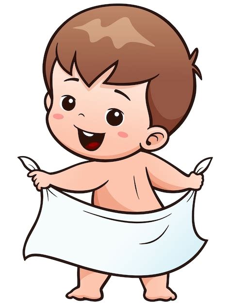 Bebê Dos Desenhos Animados Tomar Um Banho Vetor Premium