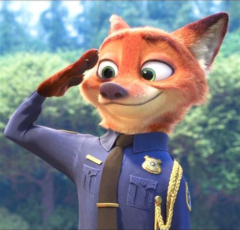 Here Is A Cropped Shot Of Nick Wilde Saluting While In A Police Officer