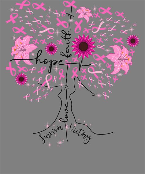 Breast Cancer Awareness Pin Ribbon Tree Digital Art By Stacy Mccafferty