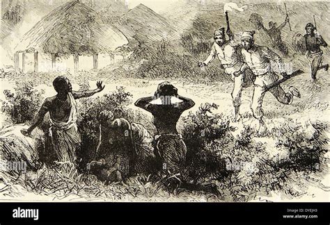 Slavers Making A Raid On An Abyssinian Village To Capture Slaves To Be Sold In The Sudan