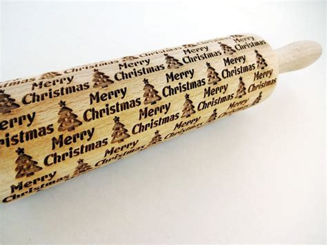 Merry Christmas Embossing Rolling Pin Christmas Tree Laser Etsy Uk