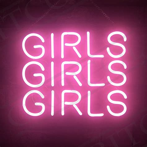 Girls Girls Girls Neon Sign Pink Light Dorm Wall Windows Nightclub
