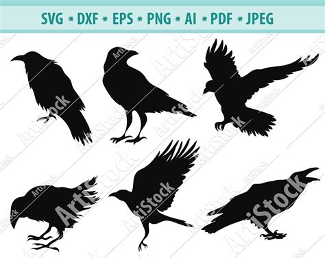 Raven Svg Raven Clip Art Raven Cut File Raven Silhouette Etsy