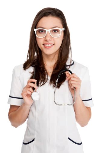 Young Cute Nurse With Stethoscope Isolated On White Stock