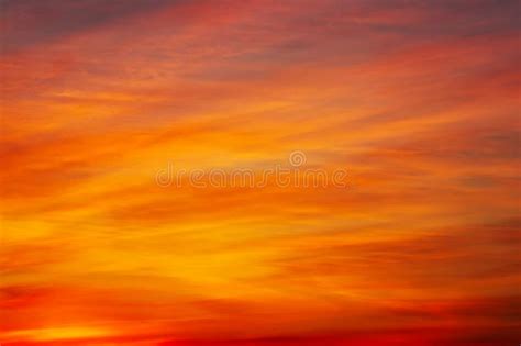 Beautiful Fiery Orange And Red Sunset Sky Evening Magic Scene Stock