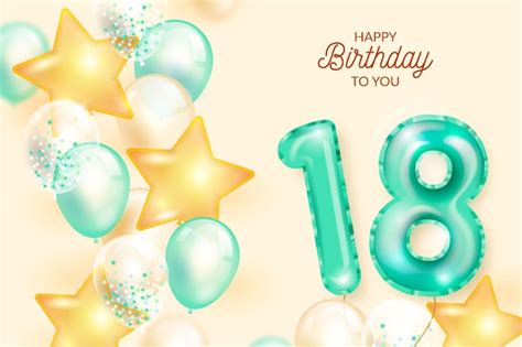 Premium Vector Happy 18th Birthday Background With Realistic Balloons
