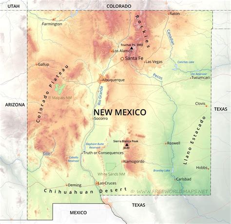 Physical Map Of New Mexico