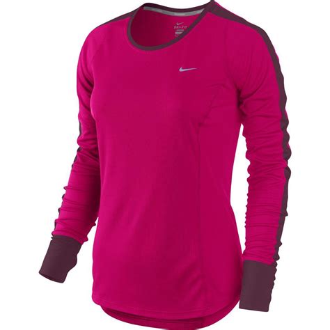 Nike Womens Racer Long Sleeve Running Shirt Fuchsia