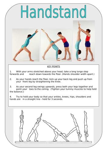Gymnastics Pe Hand Stand And Front Support Coaching Cards And Visual