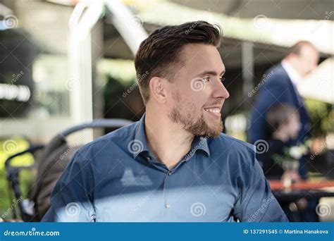 Young Handsome Man Smiling Profile Portrait Stock Image Image Of
