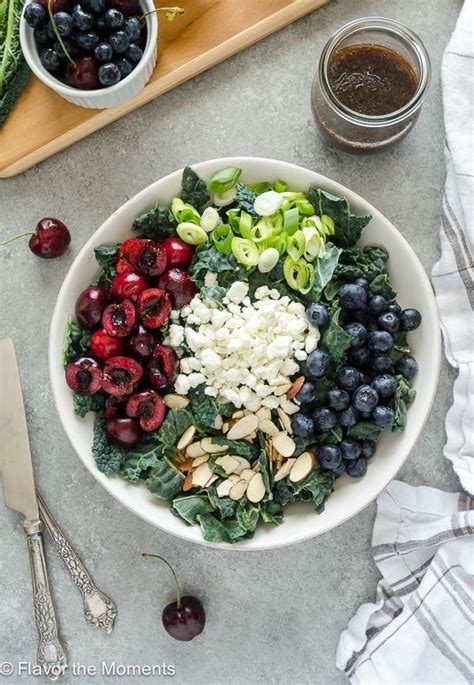 Summer Kale Salad With Blueberries Cherries And Goat Cheese Is An