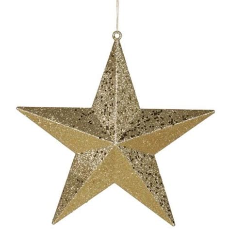 6 Classical Gold With Matching Glitter Christmas Star Ornament