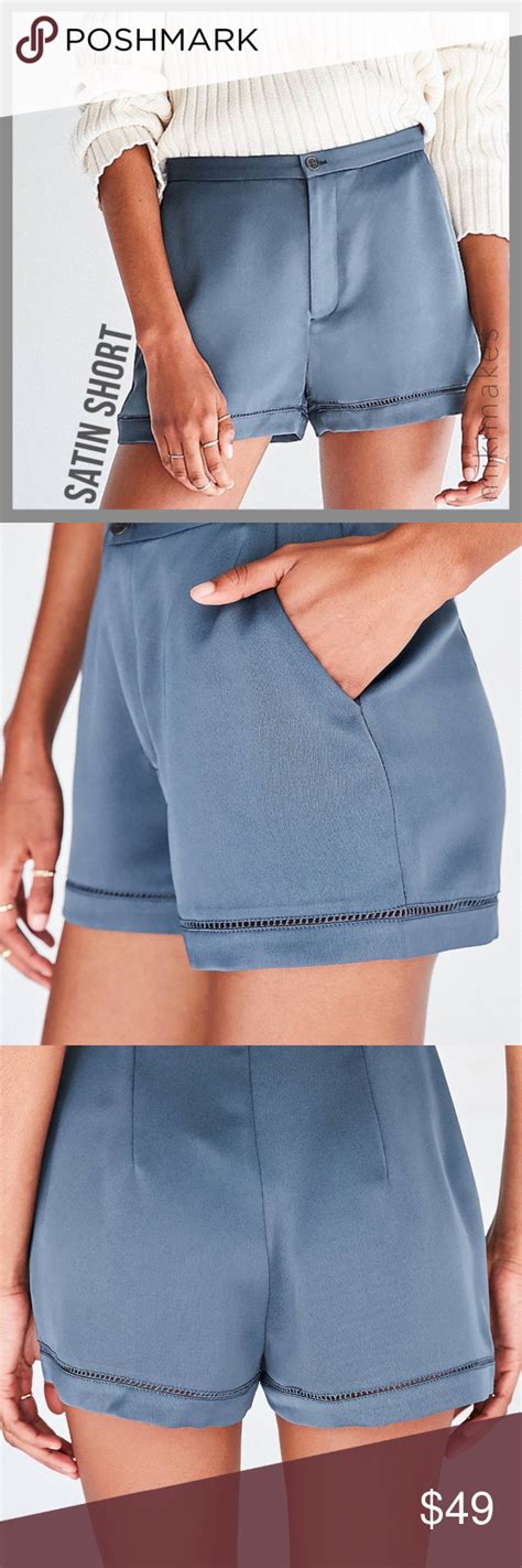 Silence Noise Nwt Blue Satin Shorts Eyelet Satin Shorts Blue