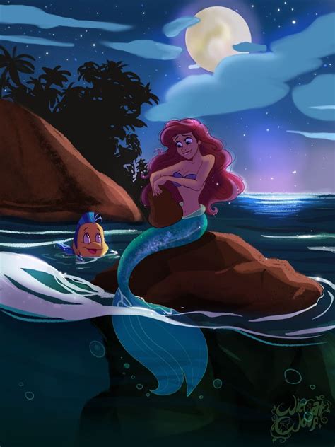 Ariel And Flounder By Wiccatwolf On Deviantart Little Mermaid Wallpaper