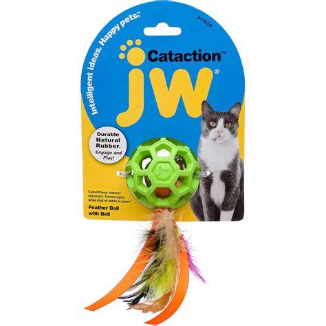 Jw Cataction Feather Ball With Bell Cat Toy