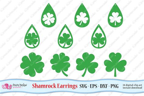 Shamrock Earring Svg Eps Dxf And Png