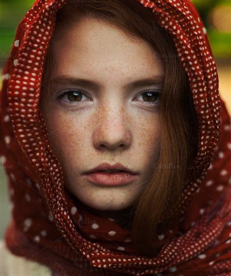 Girl In A Red Scarf By Aleshyn Andrei On Creativemarket Scarf