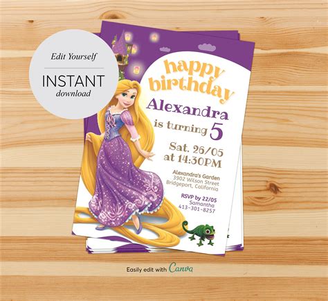 Tangled Invitation Rapunzel Invitation Tangled Birthday Invitation