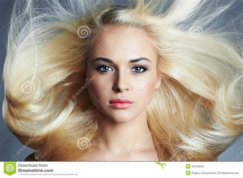 Young Beautiful Blond Woman With Long Hair Pretty Girl