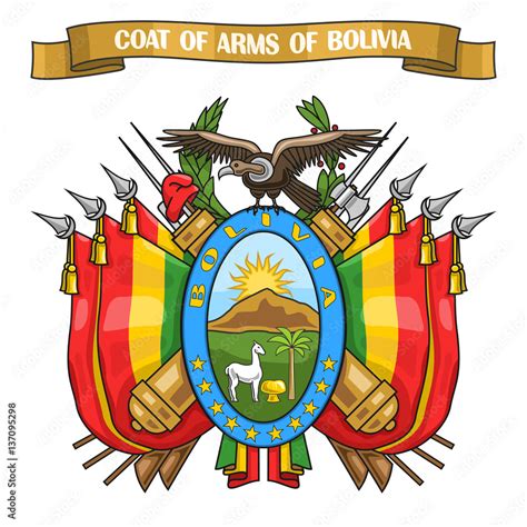 Vector Illustration On Theme Bolivian Coat Of Arms Heraldic Shield