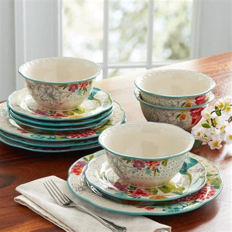 The Pioneer Woman Blooming Bouquet 12 Piece Dinnerware Set Walmart