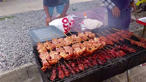 Thai Street Bbq And Grilled Food In Chaweng On Koh Samui Thailand Youtube