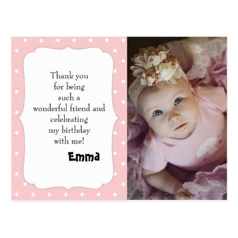 Pink And White Polka Dot Birthday Thank You Postcard Cute Thank You