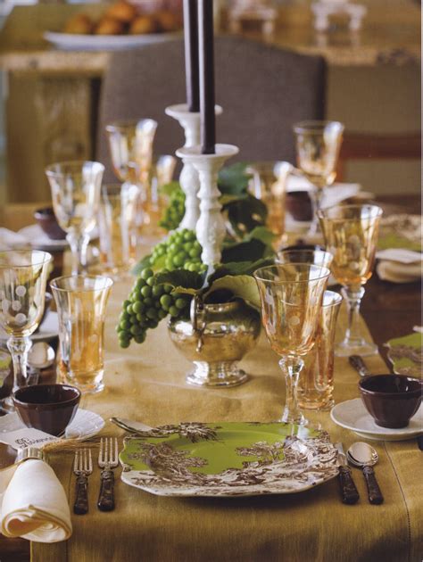 A 3 dish set of perfectly matching tableware, forks and knives of all possible sizes laid around in a perfect order according to the strictest etiquette rules. Rosanna's Table Talk: Set a Delightful Thanksgiving Table