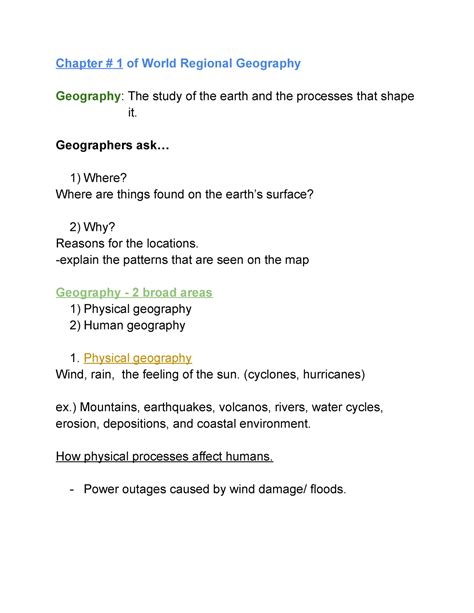 World Regional Geography Chapter 1 Chapter 1 Of World Regional