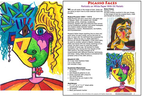 Picasso Faces On White Paper Portrait Drawing In Oil Pastel Art