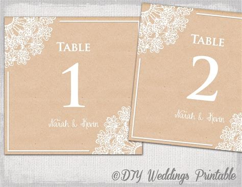 Rustic Wedding Table Number Template Diy Lace Doily