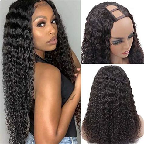 U Part Wigs Human Hair Wigs For Black Women Brazilian Deep Curly Wigs