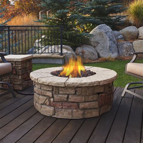 Real Flame Sedona 43 In X 17 In Round Fiber Concrete Propane Fire Pit