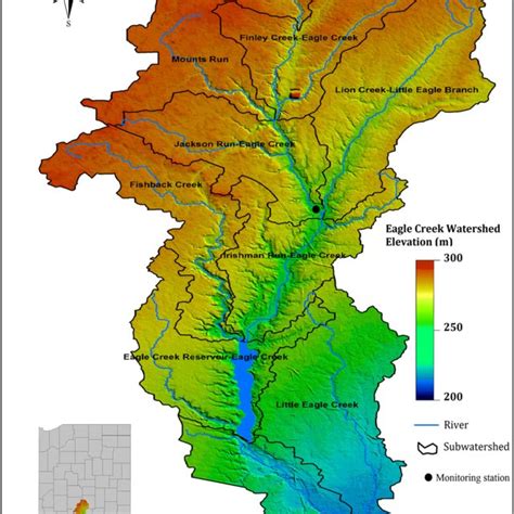 Location Map Of The Study Area In Indiana Showing Eagle Creek Watershed