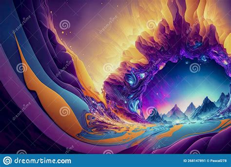 Yellow Purple And Blue Abstract Background With Wave Shapes And